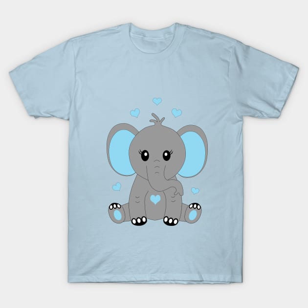 Cute baby elephant in blue T-Shirt by MarionsArt